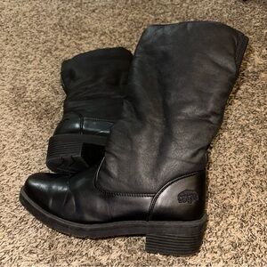 totes Black Winter & Rain Boots with Knee-High Design and Chunky Heel